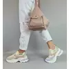 Geanta medie dama tip rucsac Piele Naturala bej Vera