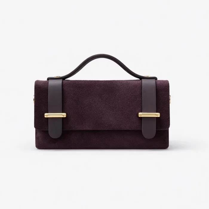 Geanta mini din Piele Naturala velur Bordo Virelle picture - 2