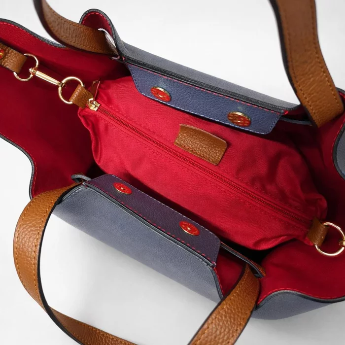 Geanta shopper din Piele Naturala bizon Blue Dayli picture - 4