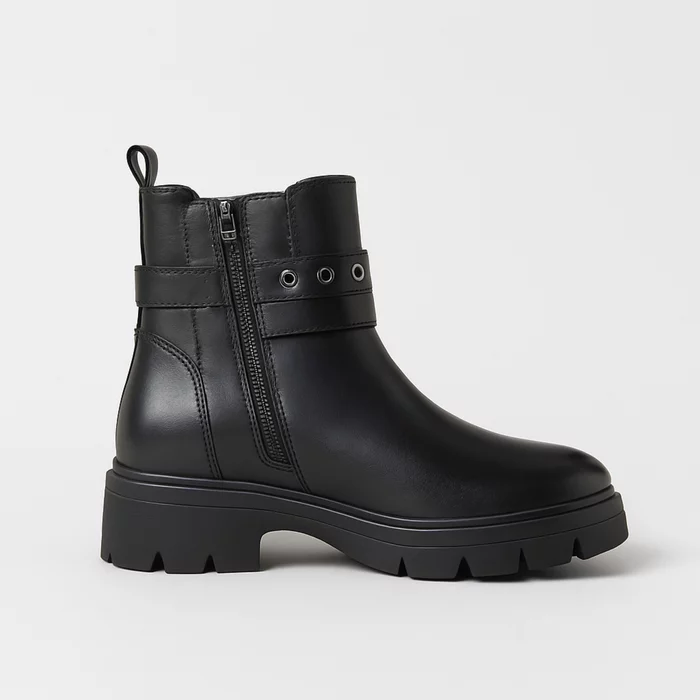 Ghete dama din Piele Naturala Negre cu barete Power Step picture - 3