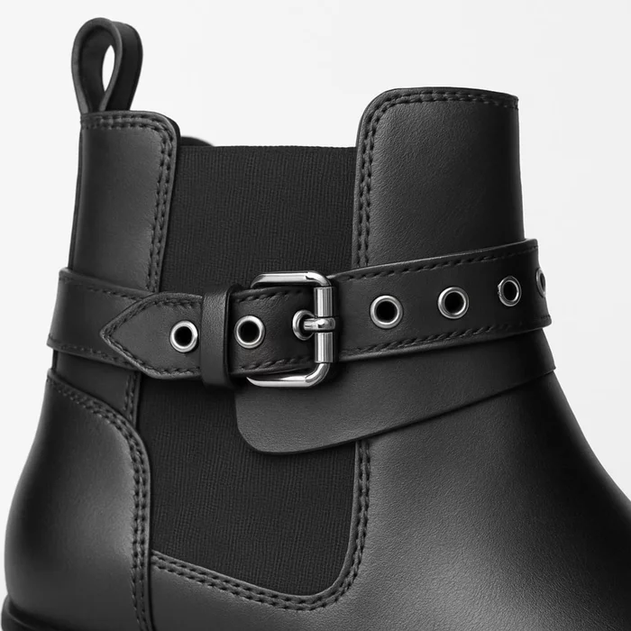 Ghete dama din Piele Naturala Negre cu barete Power Step picture - 2