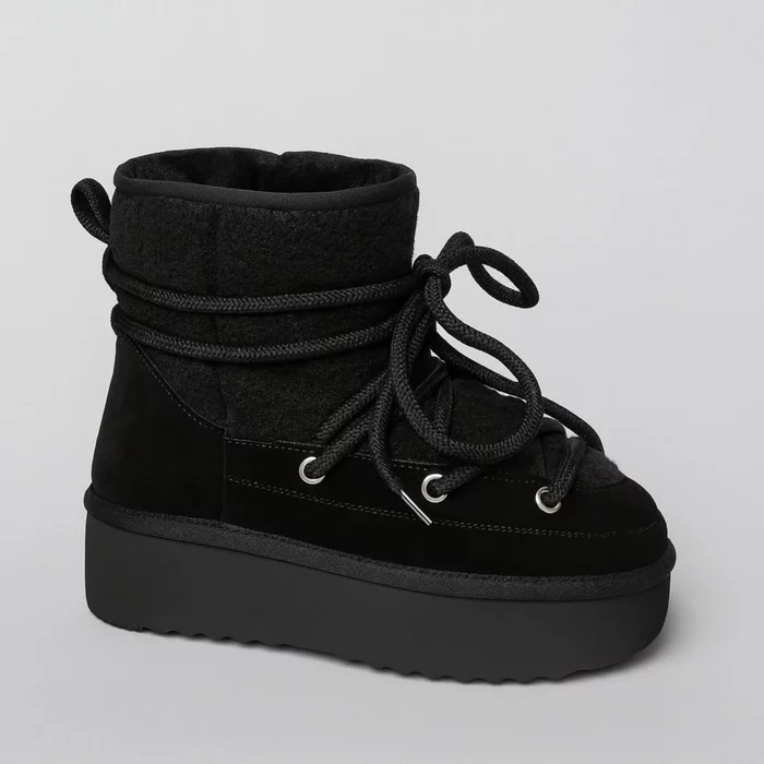 Ghete dama din Piele Naturala Negre cu textil blanita FrostLine picture - 4