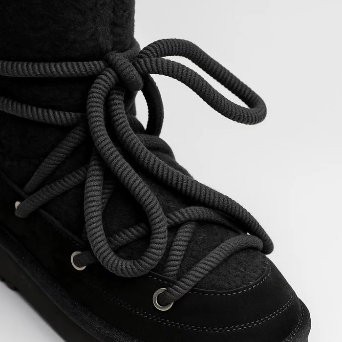 Ghete dama din Piele Naturala Negre cu textil blanita FrostLine picture - 3