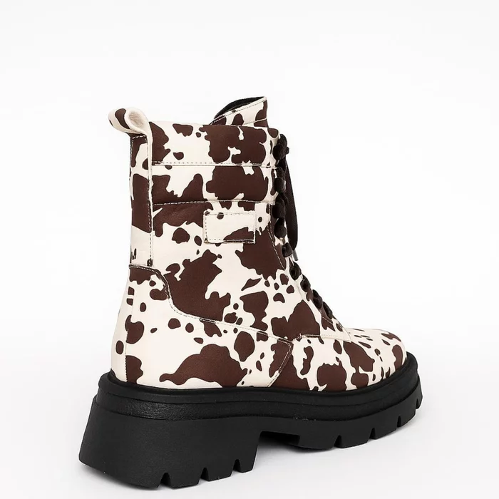 Ghete dama Piele Naturala imprimeu Bej Maro Joy picture - 2