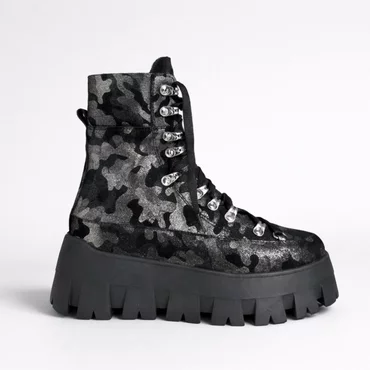 Ghete dama Piele Naturala imprimeu Negre Mohito