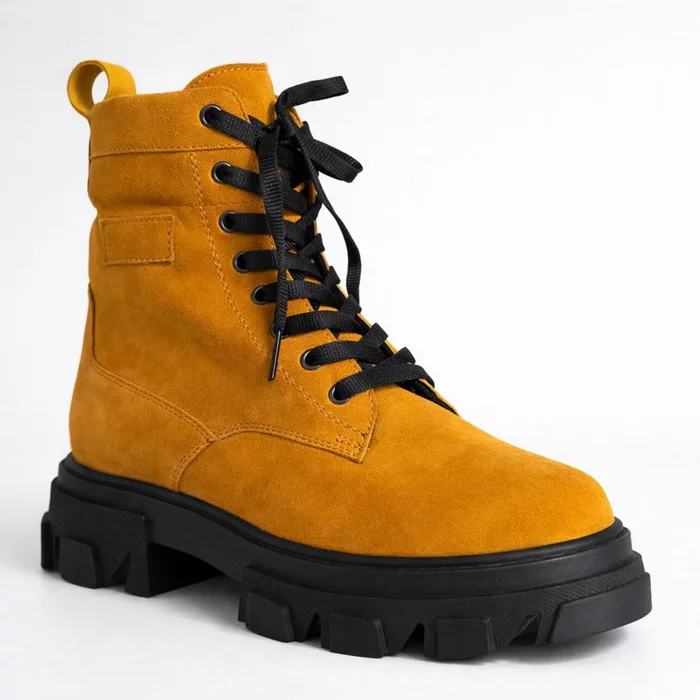 Ghete dama Piele Naturala Mustar Joy picture - 2