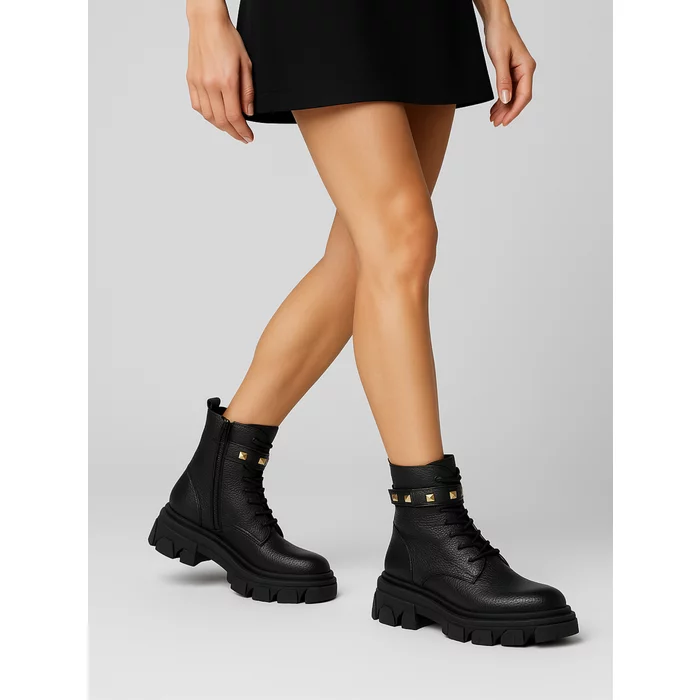 Ghete dama Piele Naturala Negre cu bareta Nova picture - 2