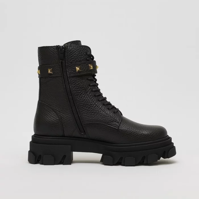 Ghete dama Piele Naturala Negre cu bareta Nova picture - 3