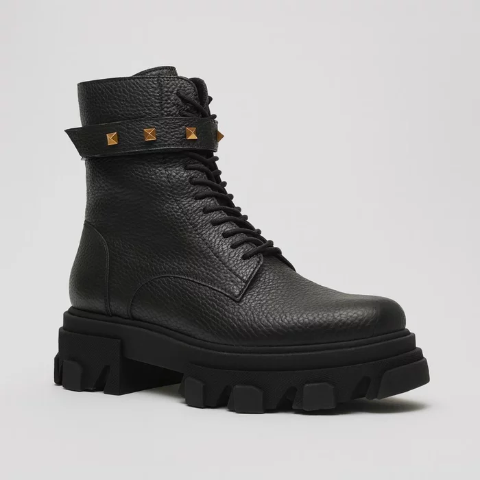 Ghete dama Piele Naturala Negre cu bareta Nova picture - 4