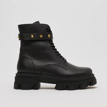 Ghete dama Piele Naturala Negre cu bareta Nova