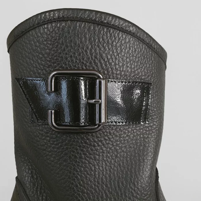 Ghete dama Piele Naturala Negre cu catarame Melua picture - 3