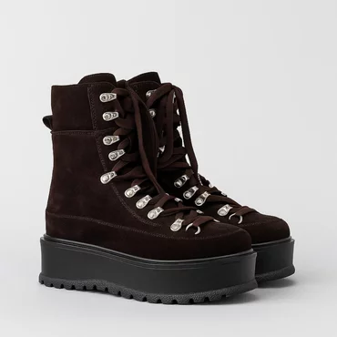 Ghete dama Piele Naturala velur Maro Ciocolata Silver