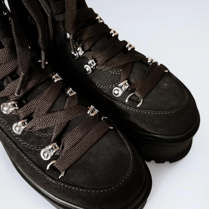 Ghete dama Piele Naturala velur Maro Ciocolata Silver picture - 3