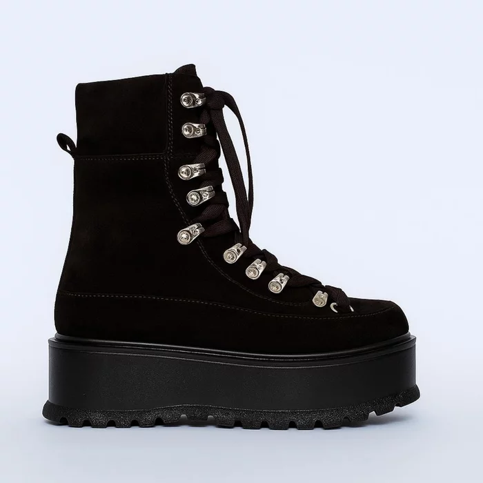 Ghete dama Piele Naturala velur Maro Ciocolata Silver picture - 2