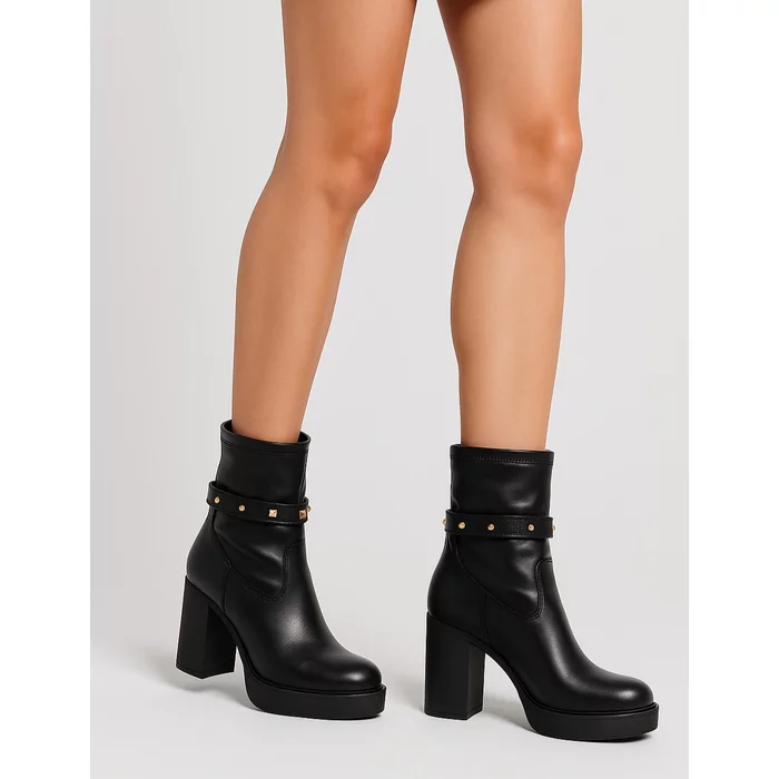 Ghete din Piele Naturala Negre cu platforma Garkony Urban Queen picture - 2