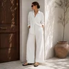 Pantaloni damă lejeri crem talie elastică mărime universală picture - 1