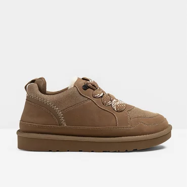 Pantofi casual cu blanita din Piele Naturala Taupe Bej Cold