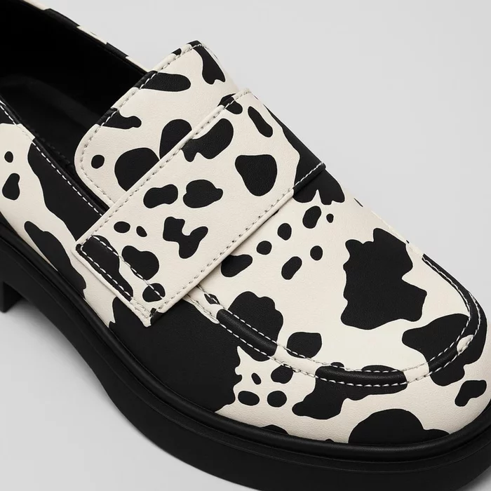 Pantofi casual dama Piele Naturala imprimeu Alb-Negru Noir picture - 2