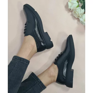 Pantofi casual dama piele naturala neagra Lina