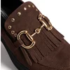 Pantofi casual dama Piele Naturala velur Maro ciocolata cu franjuri Glory picture - 2