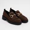 Pantofi casual dama Piele Naturala velur Maro ciocolata cu franjuri Glory picture - 3
