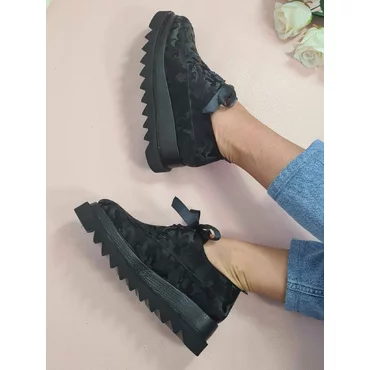 Pantofi casual din piele imprimeu negru Amour