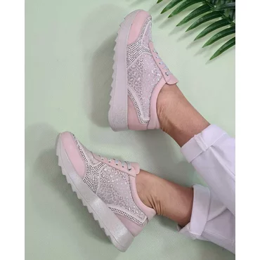 Pantofi casual din piele naturala roz Jade