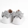 Pantofi casual Piele Naturala albi cu argintiu Bow picture - 2