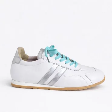 Pantofi casual Piele Naturala Albi cu Argintiu Celio