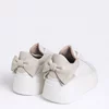 Pantofi casual Piele Naturala Albi cu Bej Bow picture - 2
