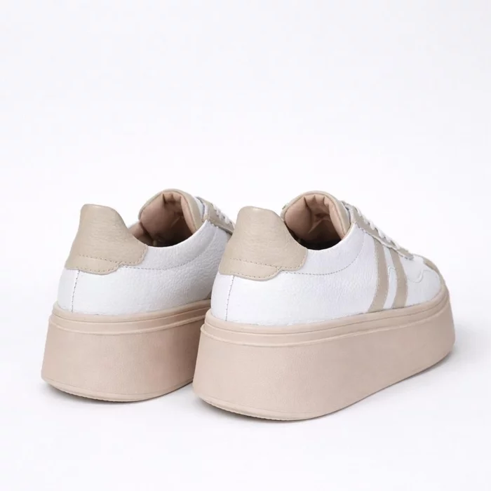 Pantofi casual Piele Naturala Albi cu Bej Misha picture - 6