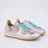 Pantofi casual Piele Naturala Argintii cu flori Teralis picture - 3