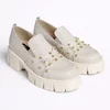 Pantofi casual Piele Naturala Bej cu capse Ayla picture - 3