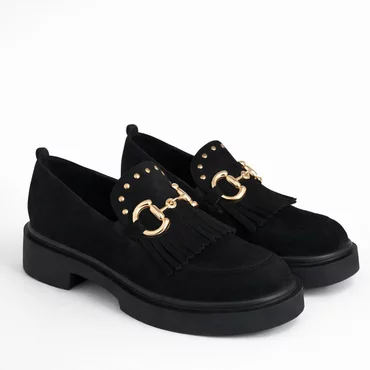 Pantofi casual Piele Naturala camoscio Negri Glory