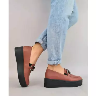 Pantofi casual Piele Naturala caramizie Klara