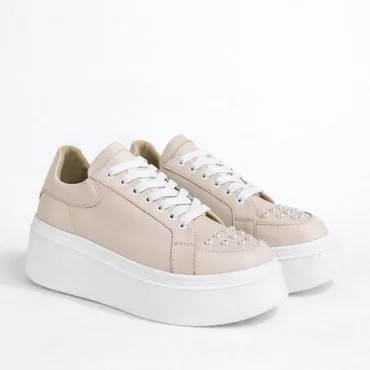 Pantofi casual Piele Naturala Crem Bubbles