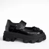 Pantofi casual Piele Naturala Negri cu accesoriu floare Ada picture - 4