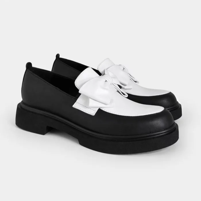 Pantofi casual Piele Naturala Negri cu Alb Madonna picture - 2