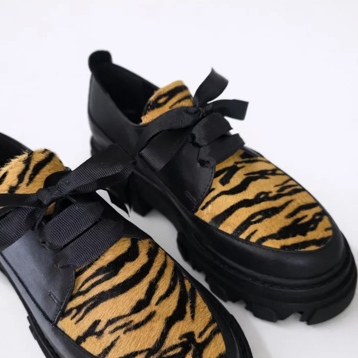 Pantofi casual Piele Naturala Negri cu imprimeu leopard Luke picture - 3
