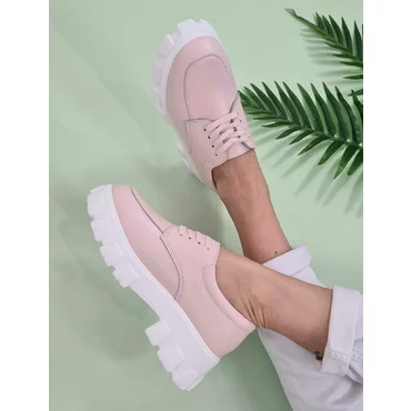 Pantofi casual piele naturala roz Maggie