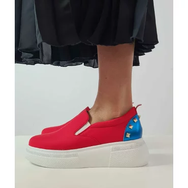 Pantofi casual Piele Naturala si textil rosu Frey