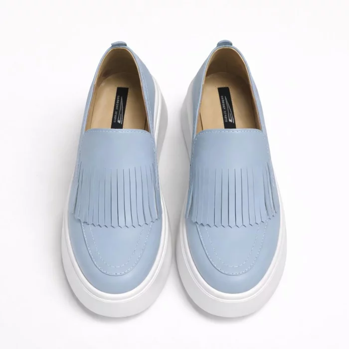 Pantofi casual platforma Piele Naturala Blue Fresh picture - 5