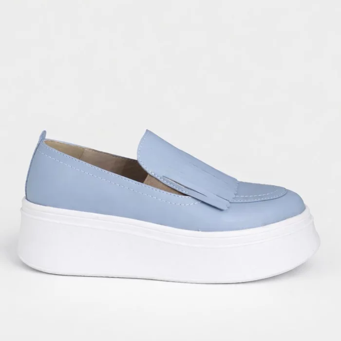 Pantofi casual platforma Piele Naturala Blue Fresh picture - 6