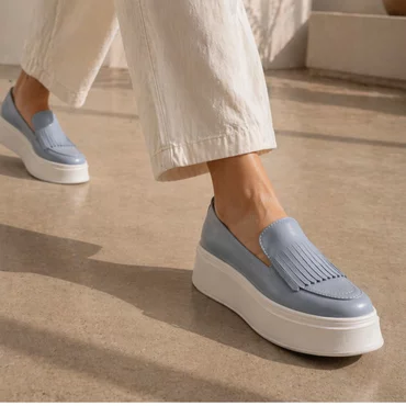 Pantofi casual platforma Piele Naturala Blue Fresh