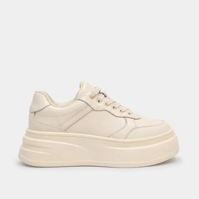 Pantofi casual sport Piele Naturala Bej Pale picture - 2