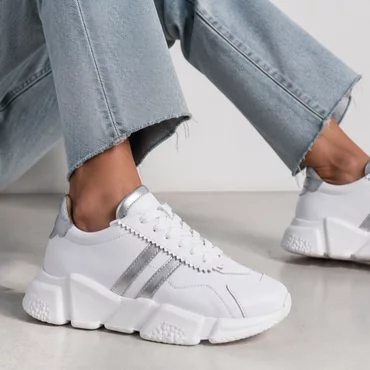 Pantofi dama casual sport Piele Naturala Albi Zaya