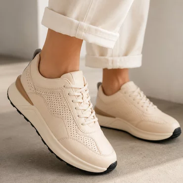 Pantofi dama casuals port Piele Naturala Bej Moka