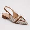 Pantofi dama cu toc mic confortabil din Textil Maro Sorina picture - 3
