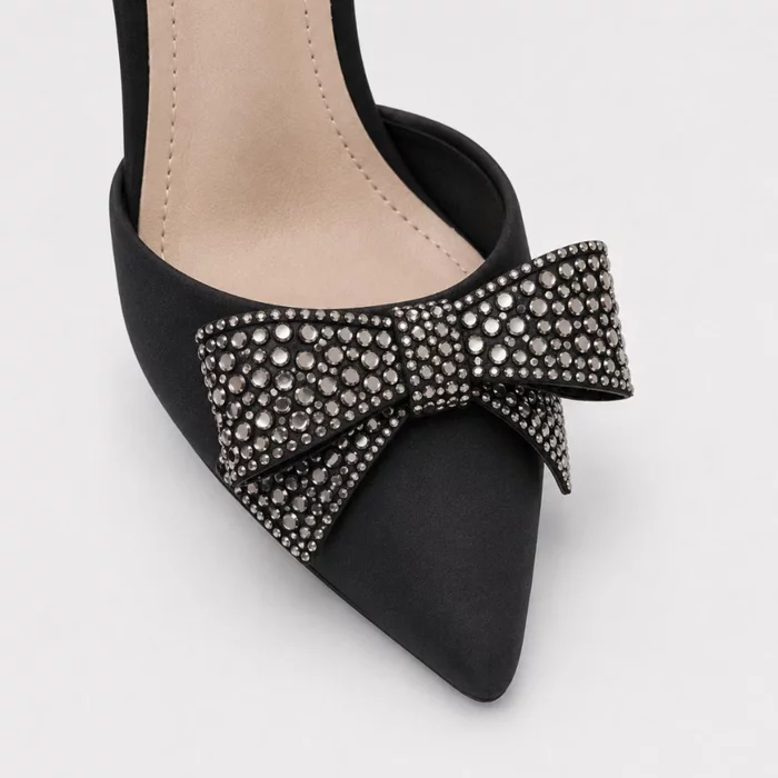 Pantofi dama eleganti  cu funda strasuri satin Negru Arabella picture - 3