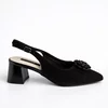 Pantofi dama eleganti Piele Naturala Negri cu aplicatie florala Eclipse picture - 1